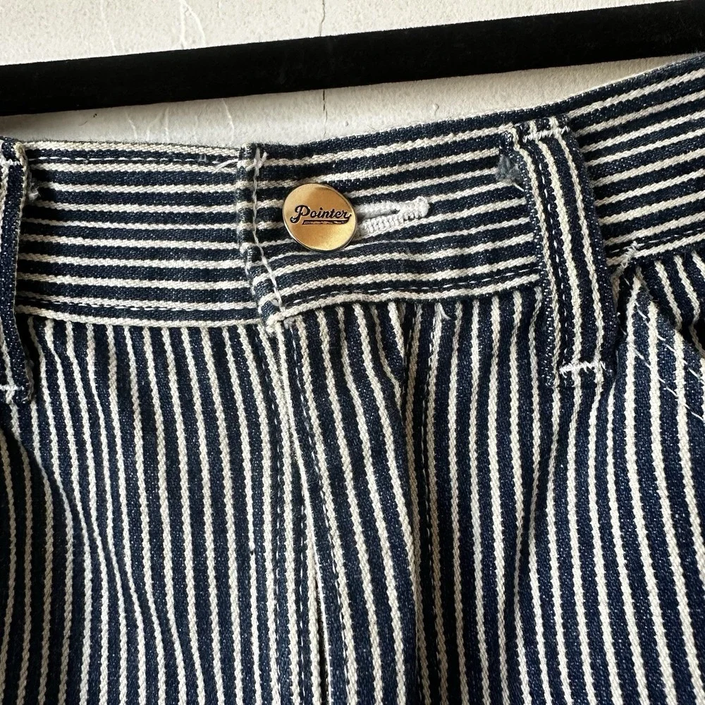 Pointer Brand USA Hickory Striped Denim Carpenter Pant Railroad Blue Sz 32 x 32